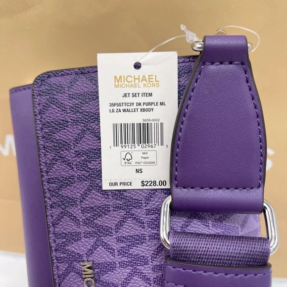 MICHAEL KORS Jet Set Large Ombré Signature Logo Crossbody BagDark Purple NWT